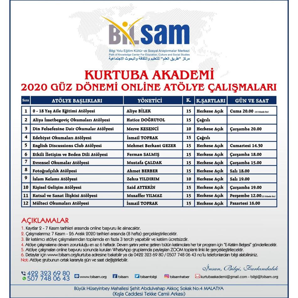  2020 Güz Dönemi Atölye Çalışmaları