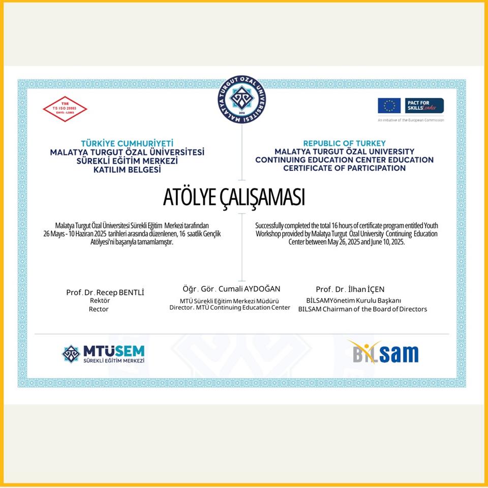 Atölye çalışmalarına katılan öğrencilerimiz katılım belgelerine e-Devlet sistemi üzerinden erişebilirler. 